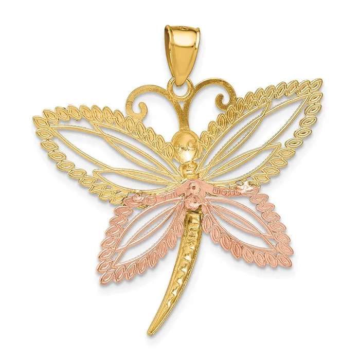 14k Twotone Gold with White Rhodium Dragonfly wBeaded DC Wings Charm Goldia Rings