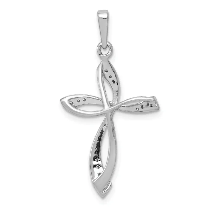 14k White Gold 115 Ct Lab Grown Diamond VSSI G Cross Pendant Goldia Necklaces