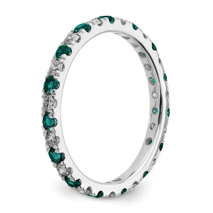 14k White Gold 12 Ct Lab Grown Diamond VSSI G and Lab Created Alexandrite Eternity Band Ring Goldia Rings