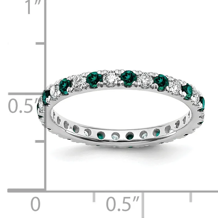 14k White Gold 12 Ct Lab Grown Diamond VSSI G and Lab Created Alexandrite Eternity Band Ring Goldia Rings