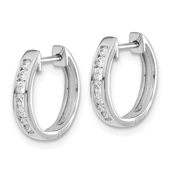 14k White Gold 14 Ct Lab Grown Diamond VSSI G Hinged Hoop Earrings Goldia Earrings