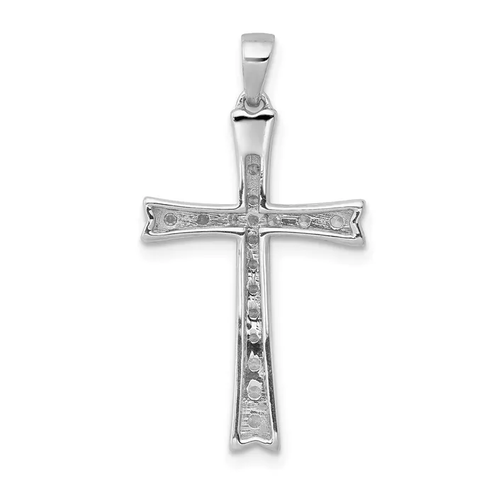 14k White Gold 15ct Real Diamond Cross Pendant Goldia Necklaces