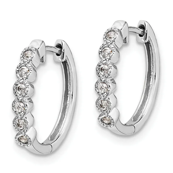 14k White Gold 18 Ct Lab Grown Diamond VSSI G Hinged Hoop Earrings Goldia Earrings