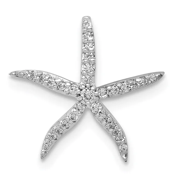 14k White Gold 18ct Real Diamond Starfish Chain Slide Goldia Necklaces