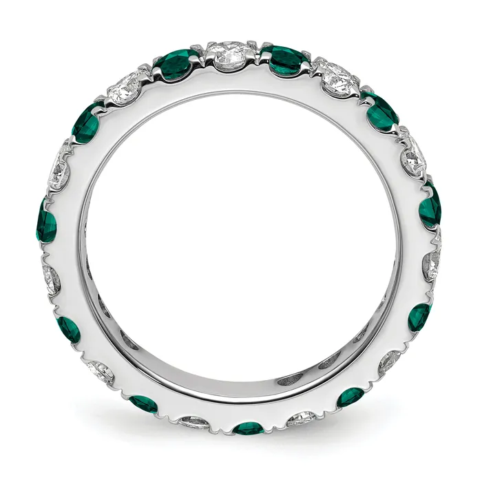 14k White Gold 1 Ct Lab Grown Diamond VSSI G and Lab Created Alexandrite Eternity Band Ring Goldia Rings