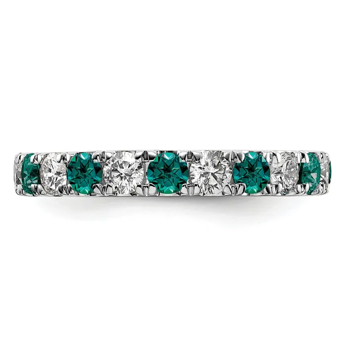 14k White Gold 1 Ct Lab Grown Diamond VSSI G and Lab Created Alexandrite Eternity Band Ring Goldia Rings
