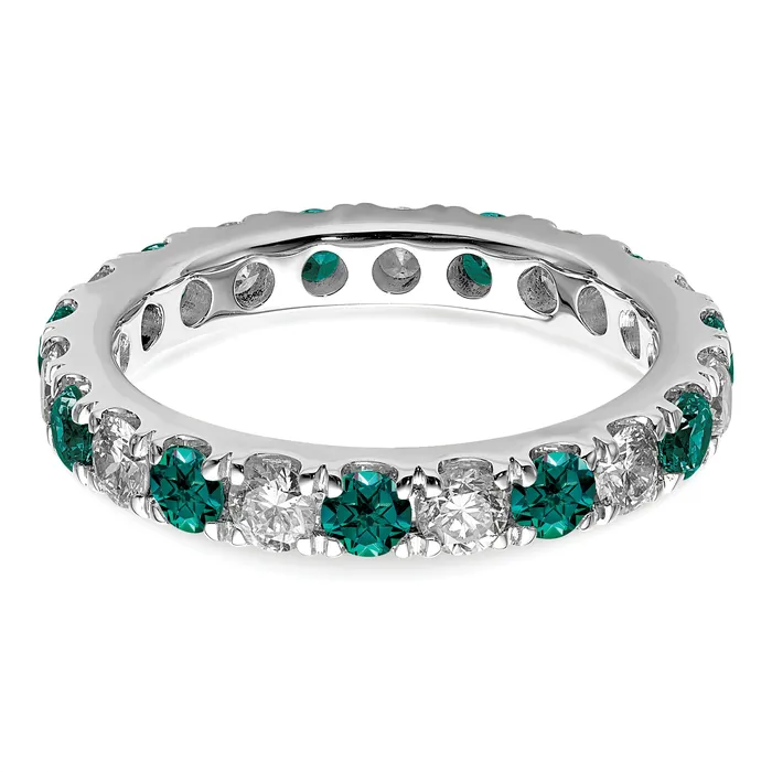 14k White Gold 1 Ct Lab Grown Diamond VSSI G and Lab Created Alexandrite Eternity Band Ring Goldia Rings