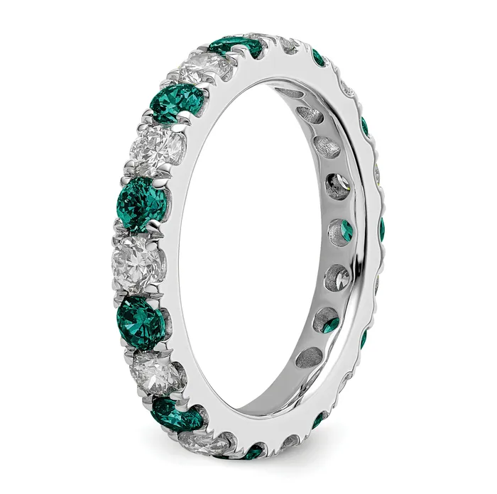 14k White Gold 1 Ct Lab Grown Diamond VSSI G and Lab Created Alexandrite Eternity Band Ring Goldia Rings