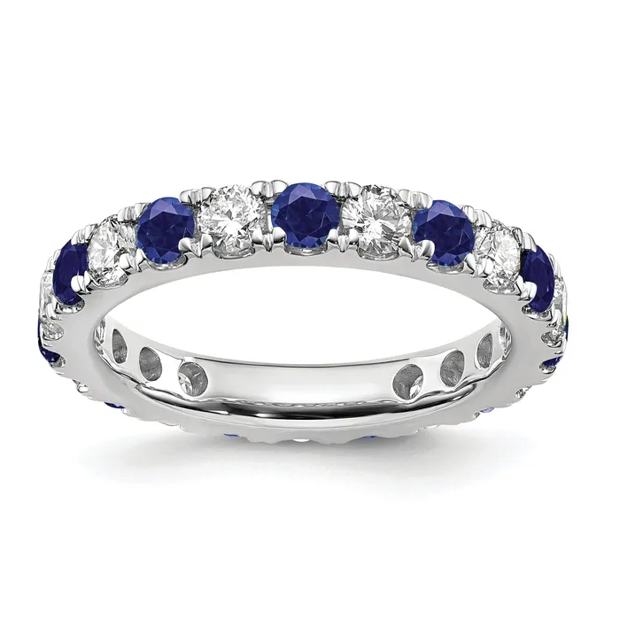 14k White Gold 1 Ct Lab Grown Diamond VSSI G and Lab Created Blue Sapphire Eternity Band Ring Goldia Rings 14k White Gold 1 Ct Lab Grown Diamond VSSI G and Lab Created Blue Sapphire Eternity Band Ring Goldia Rings