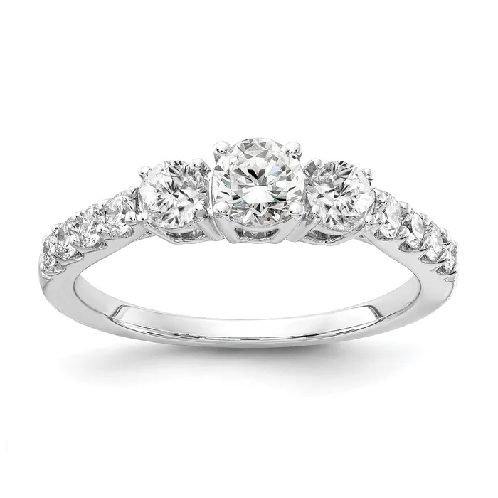 14k White Gold 1 Ct Lab Grown Diamond VSSI G Round Three Stone Engagement Ring Goldia Rings 14k White Gold 1 Ct Lab Grown Diamond VSSI G Round Three Stone Engagement Ring Goldia Rings