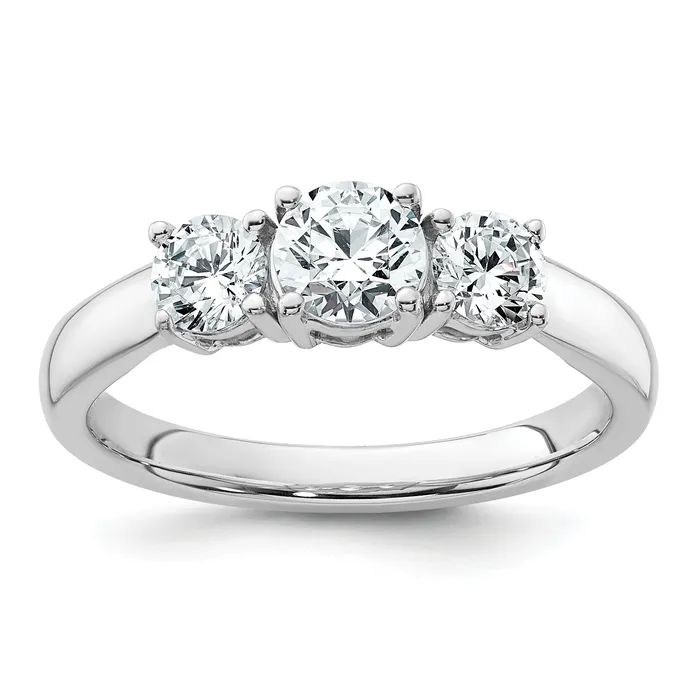 14k White Gold 1 Ct Lab Grown Diamond VSSI G Three Stone Engagement Ring Goldia Rings 14k White Gold 1 Ct Lab Grown Diamond VSSI G Three Stone Engagement Ring Goldia Rings