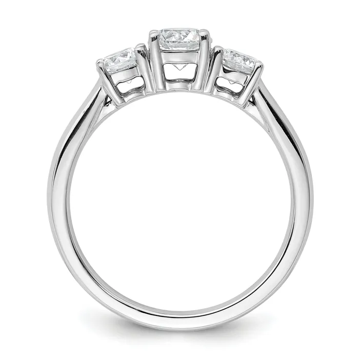 14k White Gold 1 Ct Lab Grown Diamond VSSI G Three Stone Engagement Ring Goldia Rings