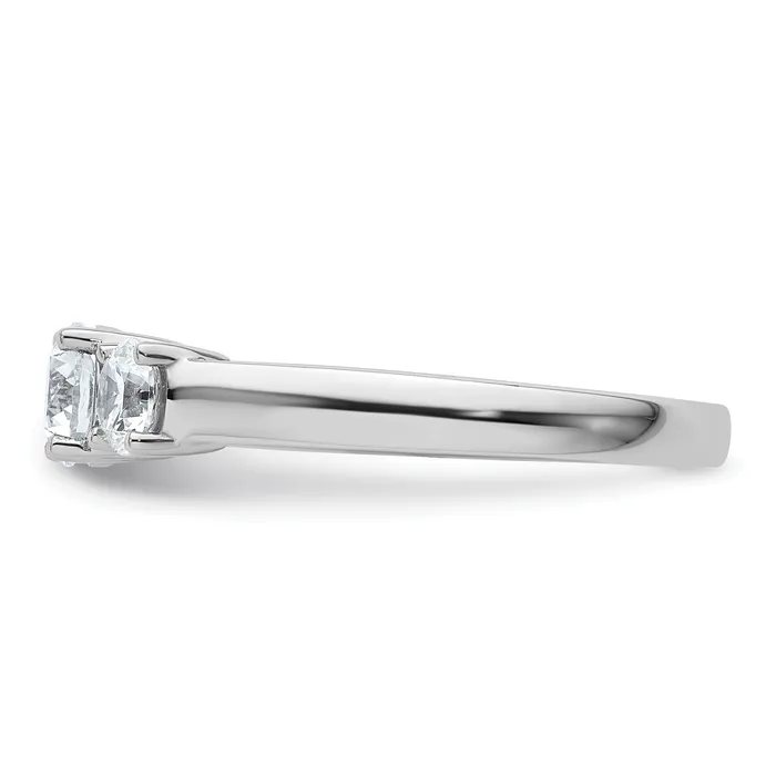 14k White Gold 1 Ct Lab Grown Diamond VSSI G Three Stone Engagement Ring Goldia Rings