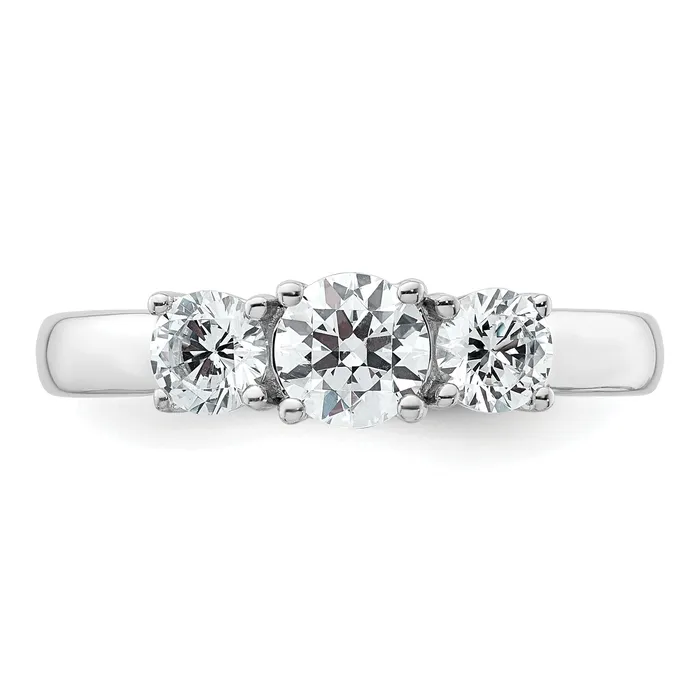 14k White Gold 1 Ct Lab Grown Diamond VSSI G Three Stone Engagement Ring Goldia Rings