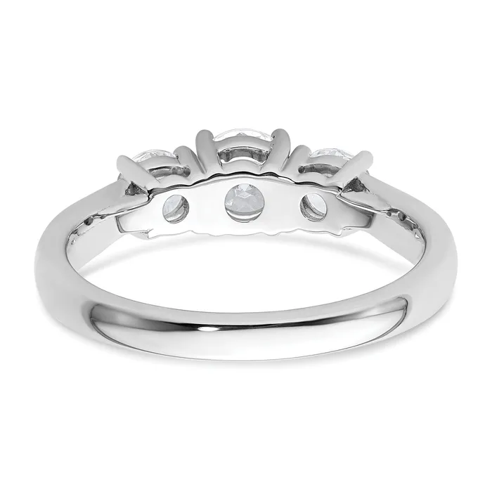 14k White Gold 1 Ct Lab Grown Diamond VSSI G Three Stone Engagement Ring Goldia Rings