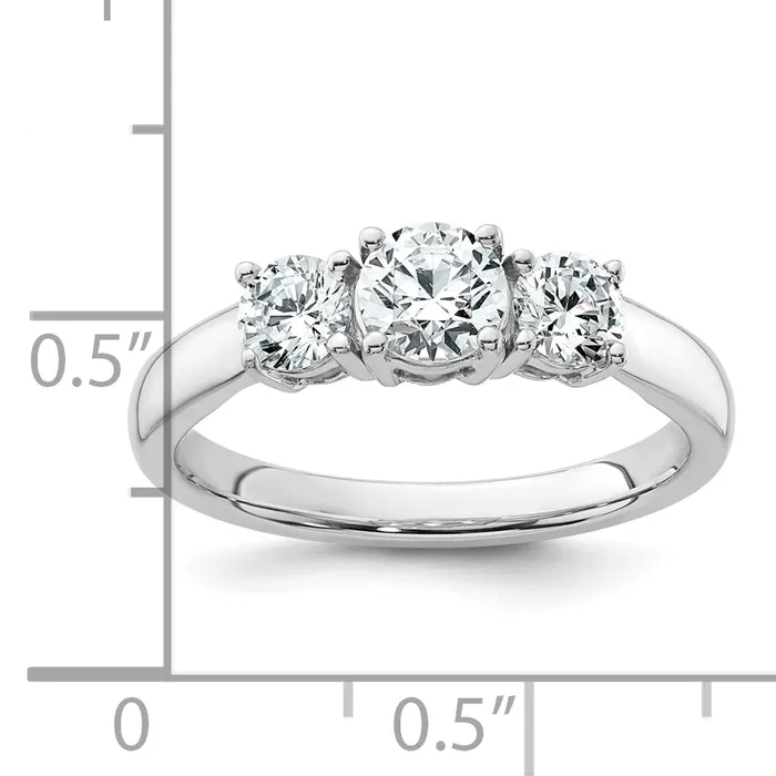 14k White Gold 1 Ct Lab Grown Diamond VSSI G Three Stone Engagement Ring Goldia Rings