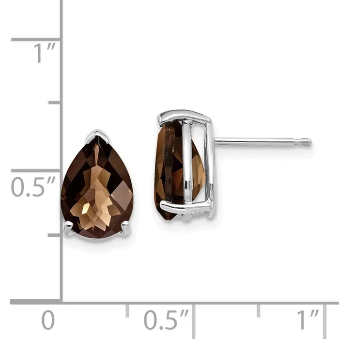 14k White Gold 10x7 Pear CheckerCut Smok Yellow Gold Quartz Earrings Goldia Earrings