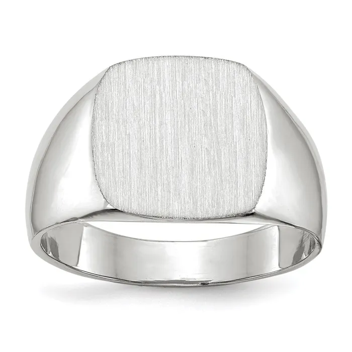 14k White Gold 125x125mm Closed Back Signet Ring Goldia Rings