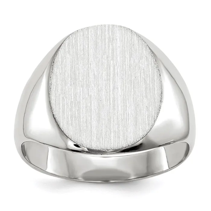 14k White Gold 135x125mm Closed Back Signet Ring Goldia Rings