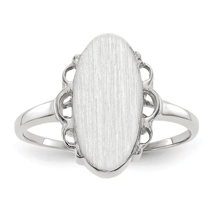 14k White Gold 145x70mm Open Back Signet Ring Goldia Rings