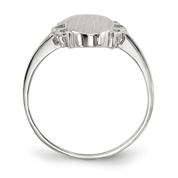 14k White Gold 145x70mm Open Back Signet Ring Goldia Rings