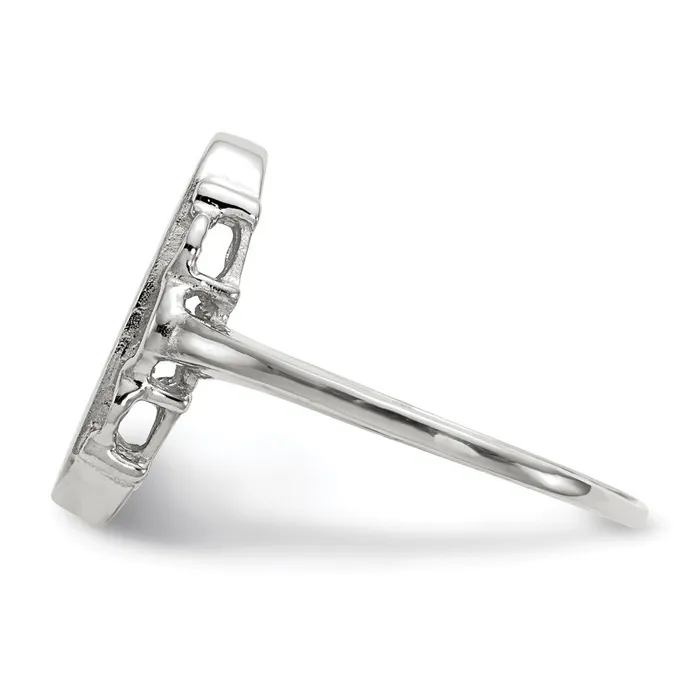 14k White Gold 145x70mm Open Back Signet Ring Goldia Rings