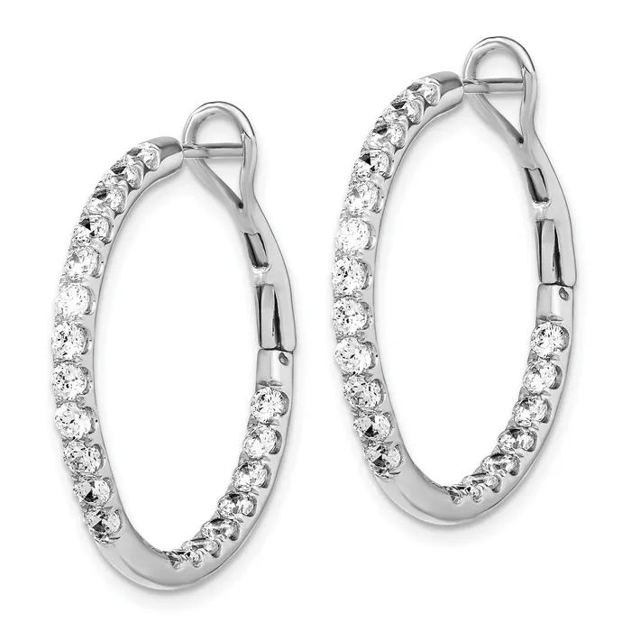 14k White Gold 2 Ct Lab Grown Diamond VSSI G In and Out Hoop Earrings Goldia Earrings