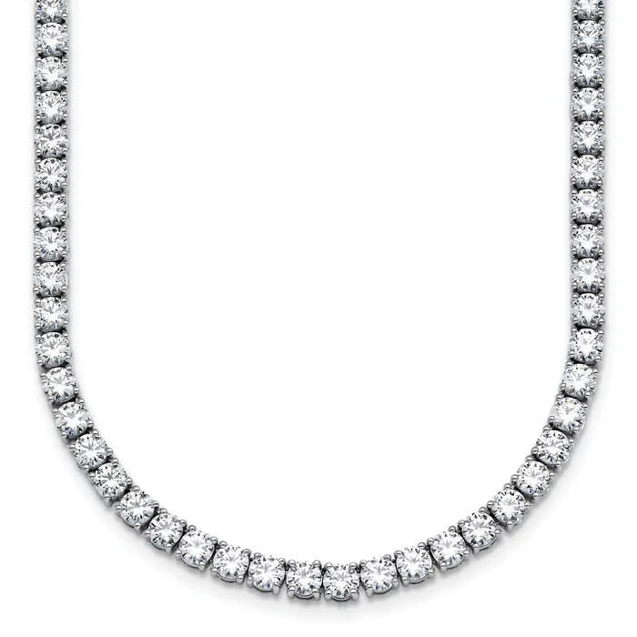 14k White Gold 24 Ct Lab Grown Diamond VSSI G Round 24 inch Straight Tennis Necklace Goldia Necklaces 14k White Gold 24 Ct Lab Grown Diamond VSSI G Round 24 inch Straight Tennis Necklace Goldia Necklaces
