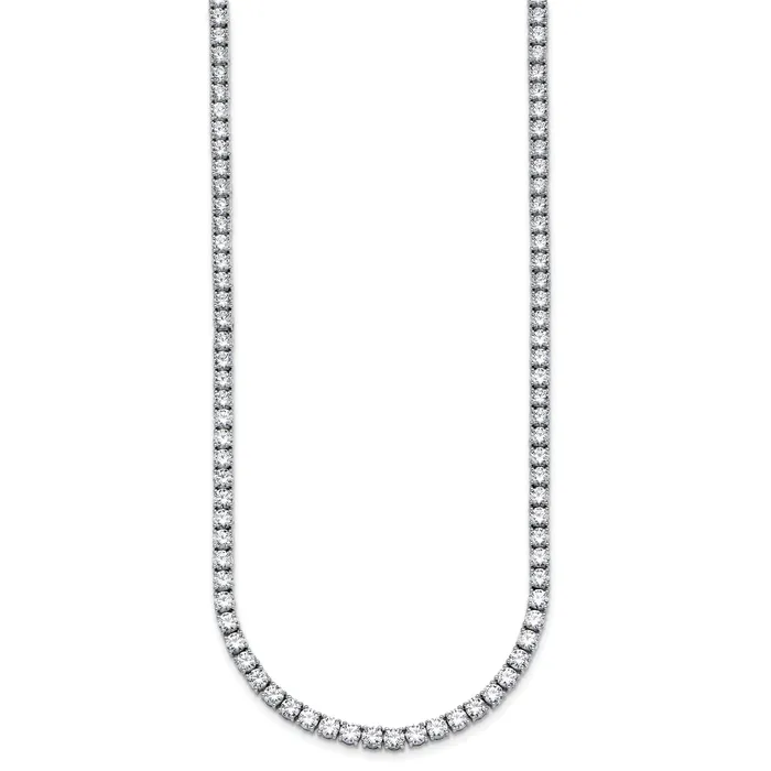 14k White Gold 24 Ct Lab Grown Diamond VSSI G Round 24 inch Straight Tennis Necklace Goldia Necklaces