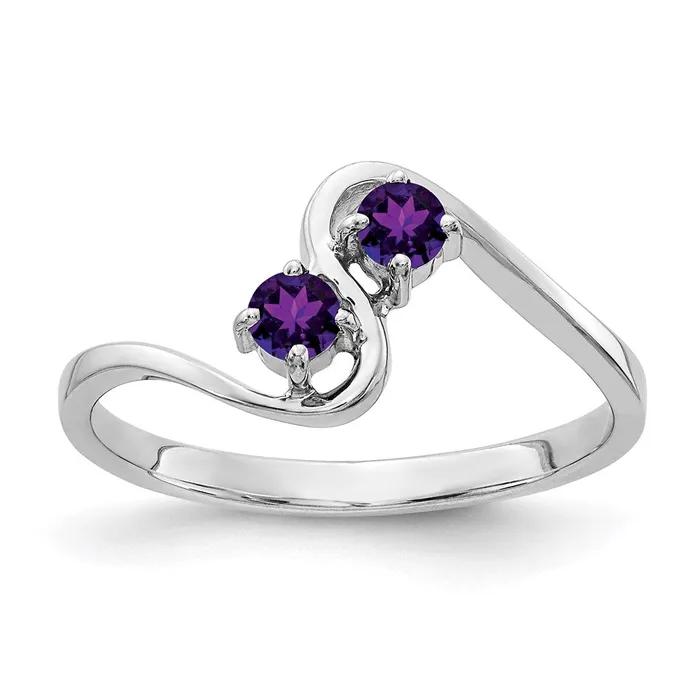 14k White Gold 3mm Amethyst ring Goldia Rings