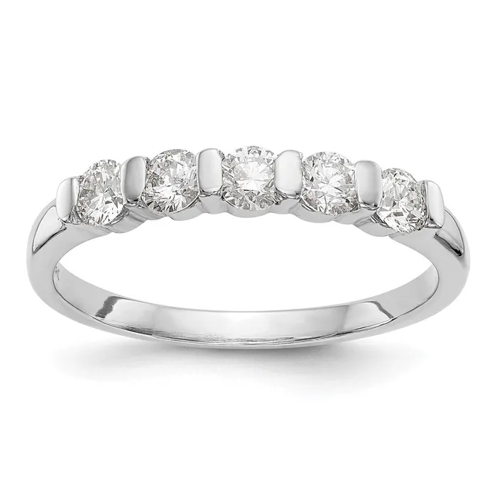 14K White Gold 5Stone Real Diamond Band Goldiacom Rings