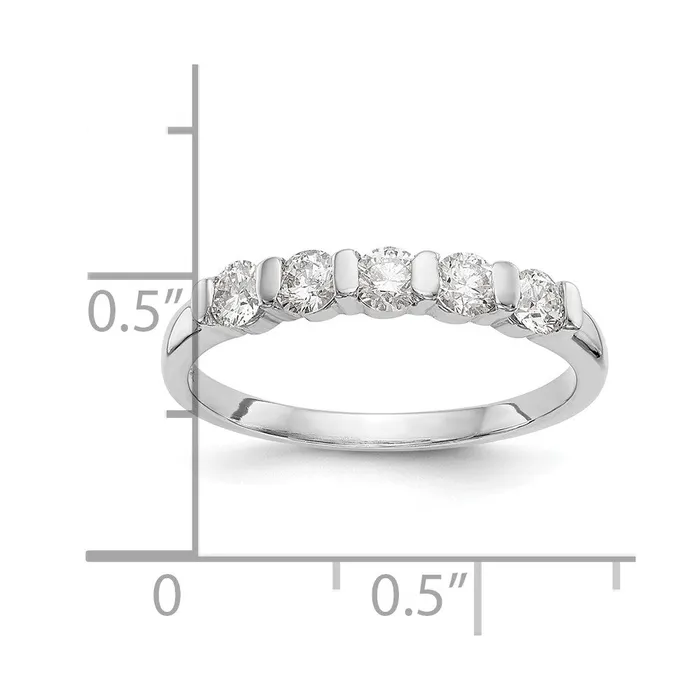 14K White Gold 5Stone Real Diamond Band Goldiacom Rings