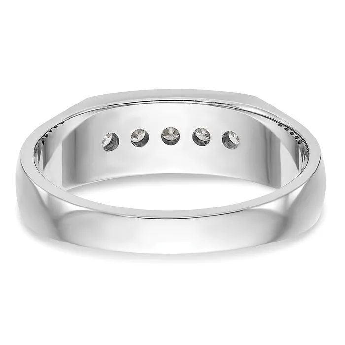 14K White Gold 5Stone Real Diamond Mens Channel Band Goldiacom Rings