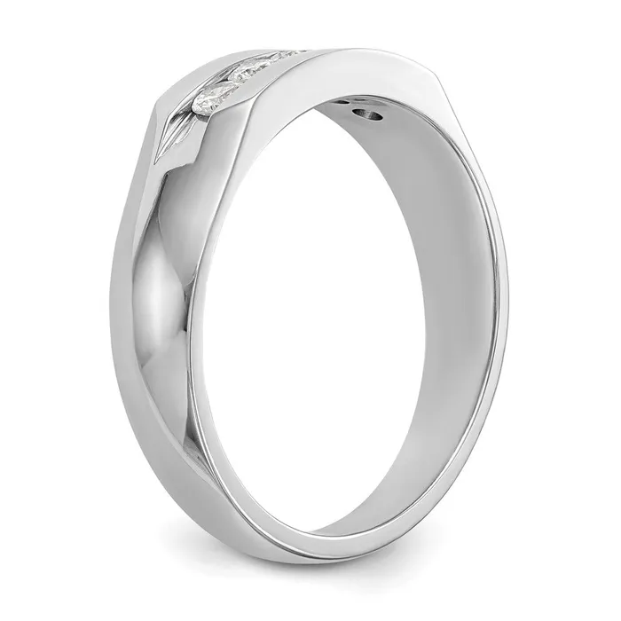 14K White Gold 5Stone Real Diamond Mens Channel Band Goldiacom Rings