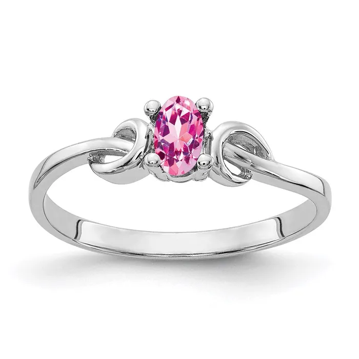 14k White Gold 5x3mm Oval Pink Sapphire ring Goldia Rings