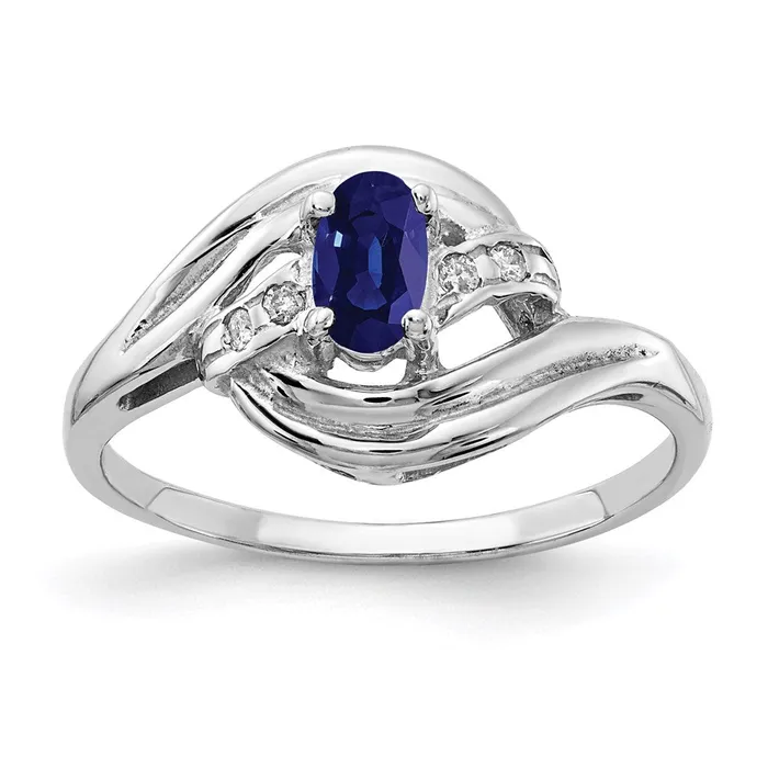 14k White Gold 5x3mm Oval Sapphire A Real Diamond ring Goldia Rings