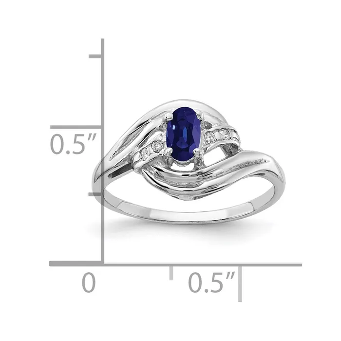 14k White Gold 5x3mm Oval Sapphire A Real Diamond ring Goldia Rings
