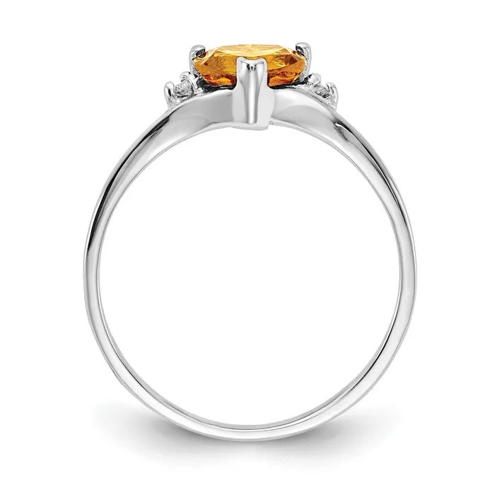 14k White Gold 6mm Heart Citrine AA Real Diamond ring Goldiacom Rings