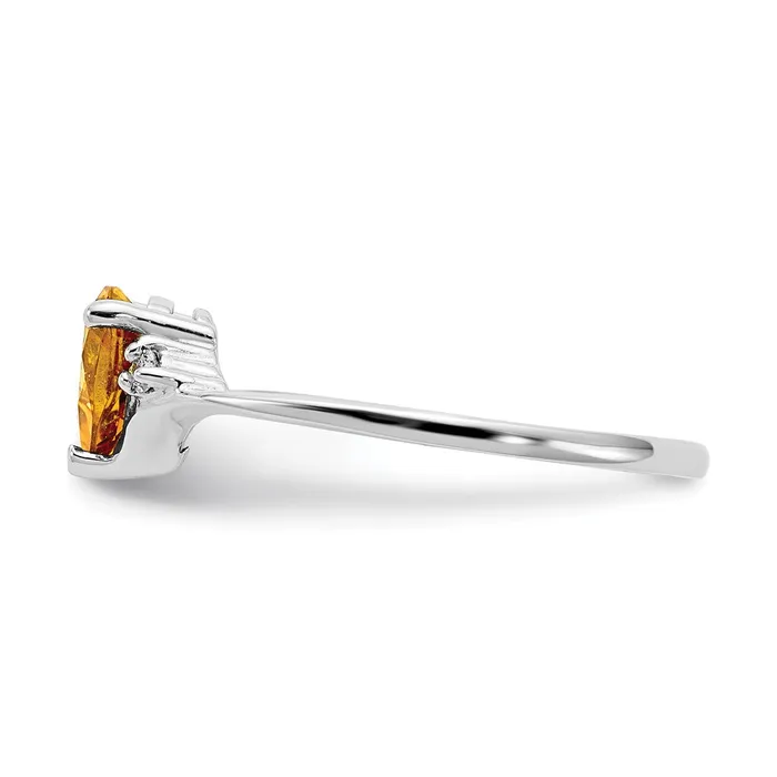 14k White Gold 6mm Heart Citrine AA Real Diamond ring Goldiacom Rings