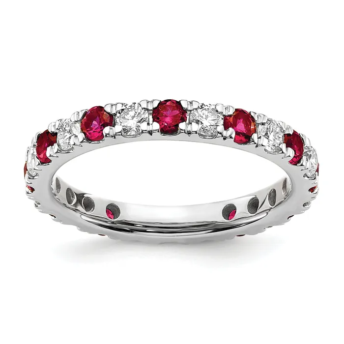 14k White Gold 78 Ct Lab Grown Diamond VSSI G and Lab Created Ruby Eternity Band Ring Goldia Rings 14k White Gold 78 Ct Lab Grown Diamond VSSI G and Lab Created Ruby Eternity Band Ring Goldia Rings