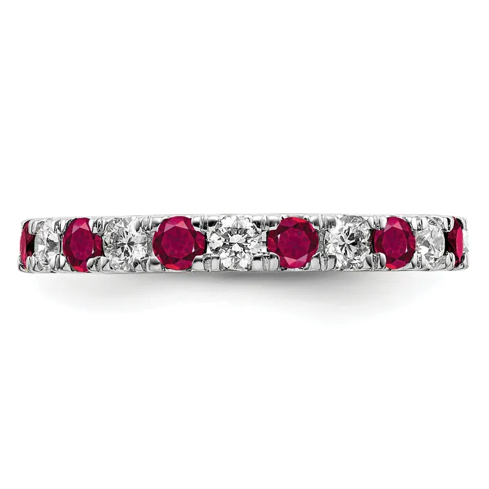 14k White Gold 78 Ct Lab Grown Diamond VSSI G and Lab Created Ruby Eternity Band Ring Goldia Rings