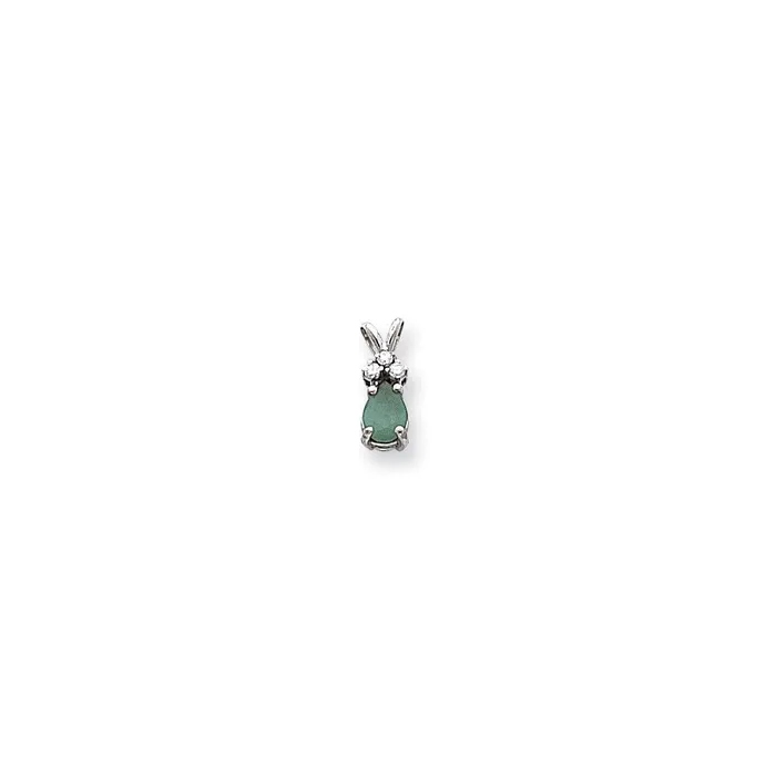 14k White Gold 7x5mm Pear Emerald A Real Diamond pendant Goldia Necklaces 14k White Gold 7x5mm Pear Emerald A Real Diamond pendant Goldia Necklaces