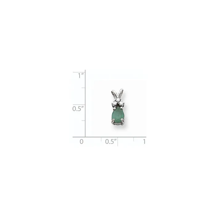 14k White Gold 7x5mm Pear Emerald A Real Diamond pendant Goldia Necklaces
