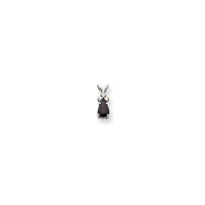 14k White Gold 7x5mm Pear Sapphire AAA Real Diamond pendant Goldia Necklaces 14k White Gold 7x5mm Pear Sapphire AAA Real Diamond pendant Goldia Necklaces