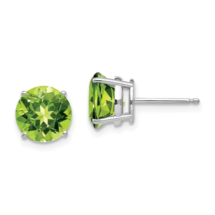 14k White Gold 8mm Peridot Earring Goldia Earrings