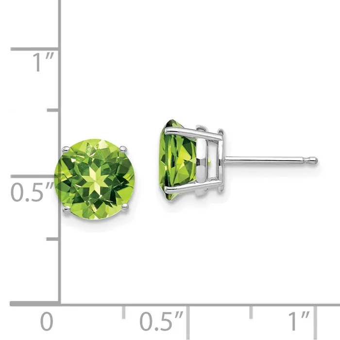 14k White Gold 8mm Peridot Earring Goldia Earrings