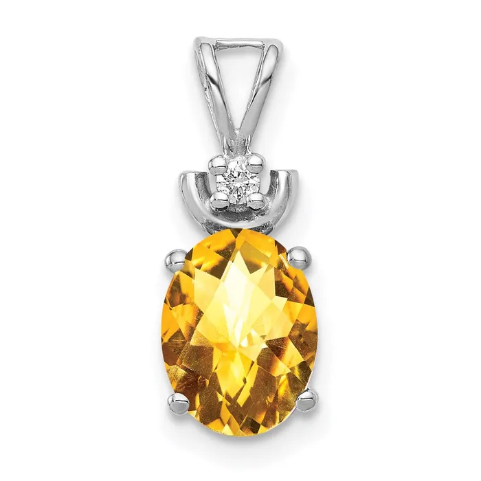 14k White Gold 8x6mm Oval Citrine Checker A Diamond Pendant goldiaca Necklaces 14k White Gold 8x6mm Oval Citrine Checker A Diamond Pendant goldiaca Necklaces