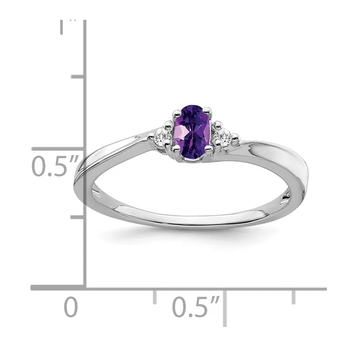 14k White Gold Amethyst and Real Diamond Ring Goldia Rings