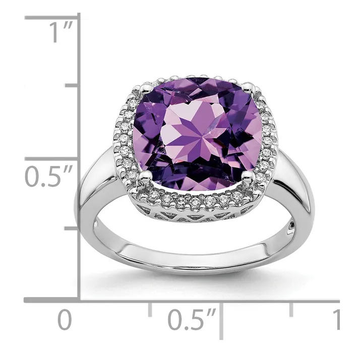 14k White Gold Amethyst and Real Diamond Ring Goldia Rings