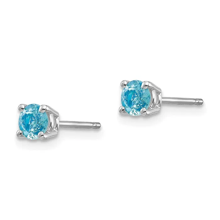 14k White Gold Aquamarine Post Earrings Goldia Earrings